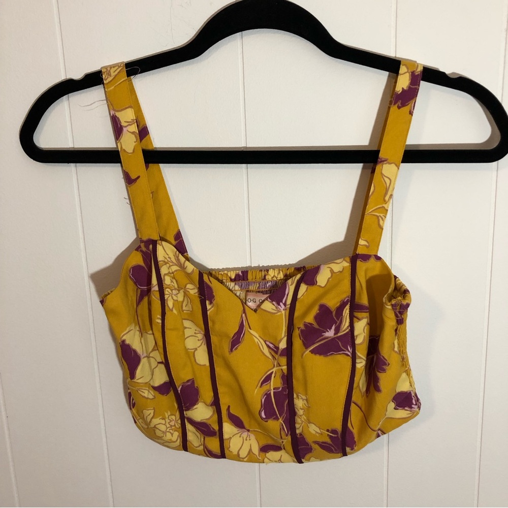 BOG Collective NWT Boho Smocked Back Crop Floral Top XS
